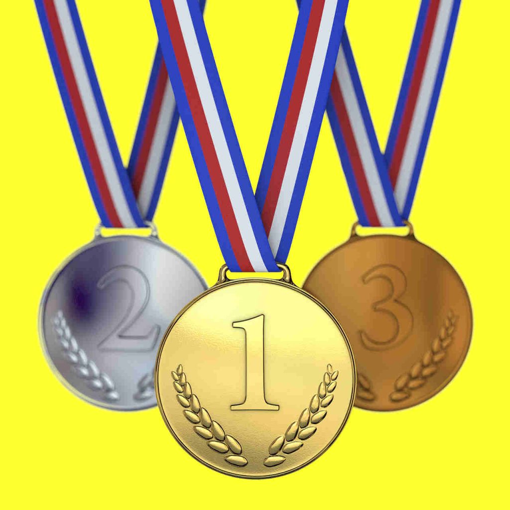 gold medal, silver medal, bronze medal