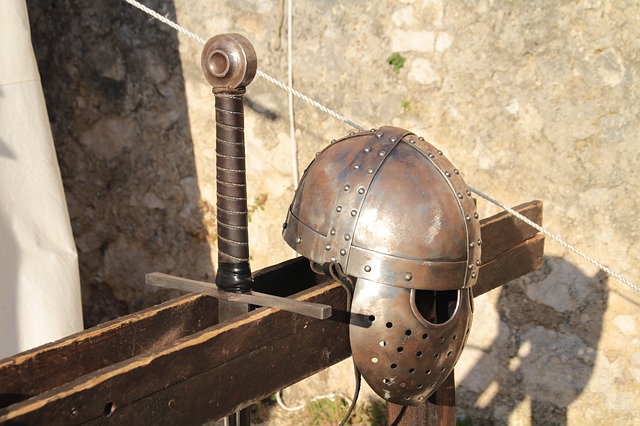 bronze helmet and sword