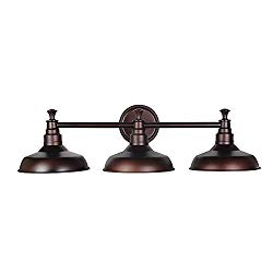 Design House 520320 Kimball Industrial Farmhouse 3 Indoor Bathroom Vanity Light with Metal Shades for Over The Mirror, Coffee Bronze