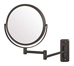 Jerdon JP7506BZ 8-Inch Wall Mount Makeup Mirror with 5x Magnification, Bronze Finish