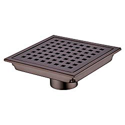 Orhemus Square Shower Floor Drain with Removable Cover Grid Grate 6 inch Long, SUS 304 Stainless Steel Brushed Bronze Finished