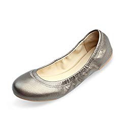 Xielong Women's Chaste Ballet Flat Lambskin Loafers Casual Ladies Shoes Leather Gold 9.5