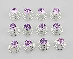Newstarfactory Gorgeous Rhinestones Hair Spirals Clips Pack of One Dozen with Exclusive Gift (Purple)