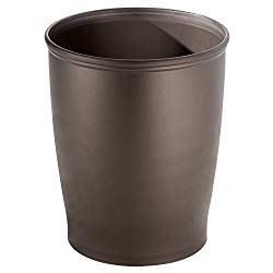 iDesign Kent Plastic Wastebasket, Small Round Plastic Trash Can for Bathroom, Bedroom, Dorm, College, Office, 8.35" x 8.35" x 10", Bronze