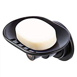 JIEPAI Suction Soap Dish Oil Rubbed Bronze,Super Powerful Vacuum Suction Shower Soap Holder with Drain,Elegant Suction Cup Soap Dish for Shower Bathroom Kitchen