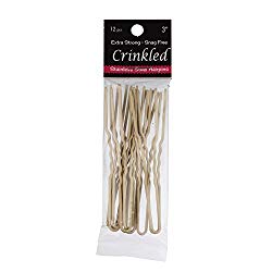 Marilyn Faye's U-Shaped Crinkled Hair Pins (Set of 12) (3 inch, Blonde)