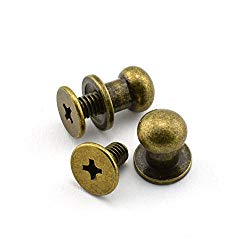 LQ Industrial 30 Pack Bronze Round Head Button Stud Slotted Screws 8x10x10mm Chicago Screws Nail Rivet for DIY Leather Craft