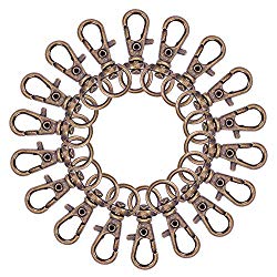 PandaHall Elite 100 Pieces Iron Lobster Claw Clasps Swivel LanyardsTrigger Snap Hooks Strap 32.5x11mm for Keychain, DIY Bags and Jewelry Findings Antique Bronze