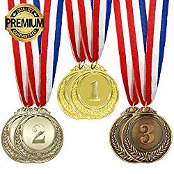 IFAMIO Premium 6 Pcs Award Medals Olympic Style Gold Silver Bronze Winner Medals with Ribbon