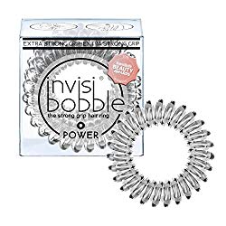 Invisibobble Power Traceless Hair Ties, Extra Strong Grip for Think Hair - Crystal Clear (Pack of 3)