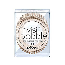 invisibobble SLIM Hair Ties, Bronze Me Pretty, 3 Pack - No Kink, Strong Hold, Stylish Bracelet - Suitable for All Hair Types