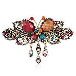 ShungFun Women French Hair Clips Vintage Metal Hollow Carving Butterfly Pattern Hair Clips Retro Big French Clips Pigtail Spring Clips Hair Holders Barrettes w/Rhinestones for Girls (Multicolors)