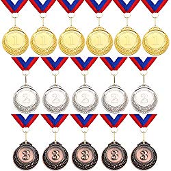 16 Pieces Metal Medals Winner Award Medals Gold Silver Bronze Metal Medals Prize Medals with Neck Ribbon for Kids Sports Award Party Favors, 2 Inch Diameter (Digital Design)