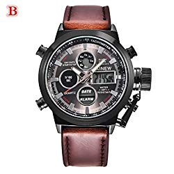 IEason,Mens Quartz Sport Military Army LED Watches Analog Stainless Steel Wrist Watch (B)