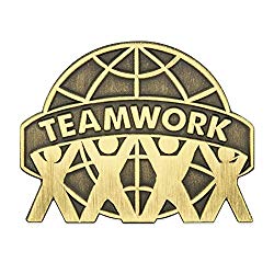 PinMart Antique Bronze Teamwork Globe Lapel Pin