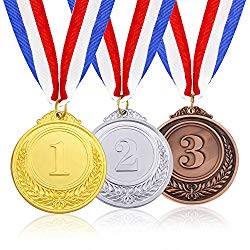 Caydo 3 Pieces Gold Silver Bronze Award Medals with Ribbon