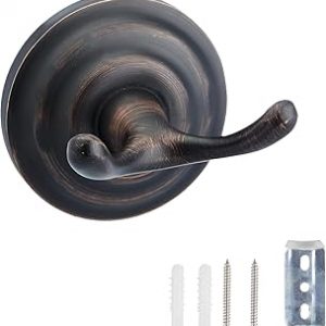 Amazon Basics Zinc Traditional Round Bathroom Towel and Robe Hook, Oil Rubbed Bronze