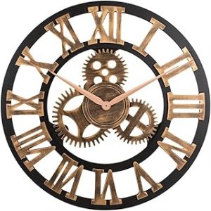 23" inch Noiseless Silent Non-Ticking Gears Not Moving Wall Clock (Roman Numeral,Anti-Bronze)