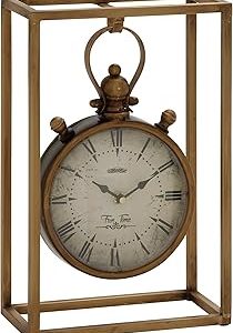 Deco 79 Metal Standing Stopwatch Clock, 9" x 4" x 13", Bronze